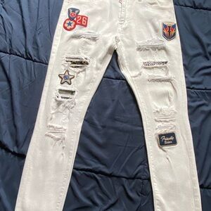 white amiri jeans